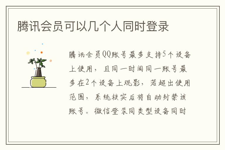 腾讯会员可以几个人同时登录