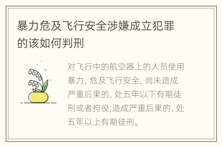 暴力危及飞行安全涉嫌成立犯罪的该如何判刑