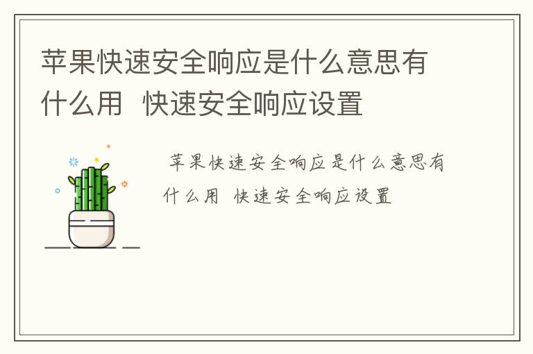 苹果快速安全响应是什么意思有什么用  快速安全响应设置