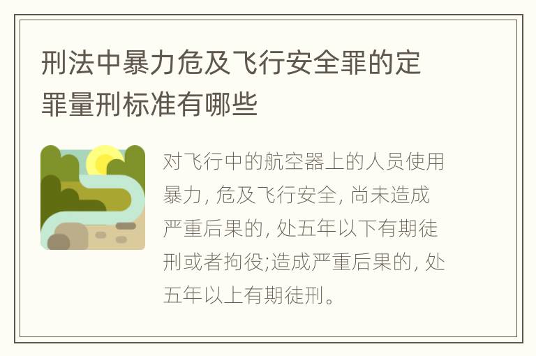 刑法中暴力危及飞行安全罪的定罪量刑标准有哪些