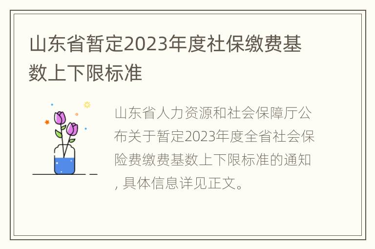 山东省暂定2023年度社保缴费基数上下限标准
