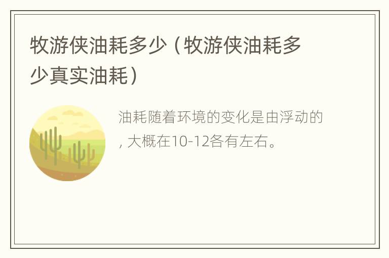 牧游侠油耗多少（牧游侠油耗多少真实油耗）