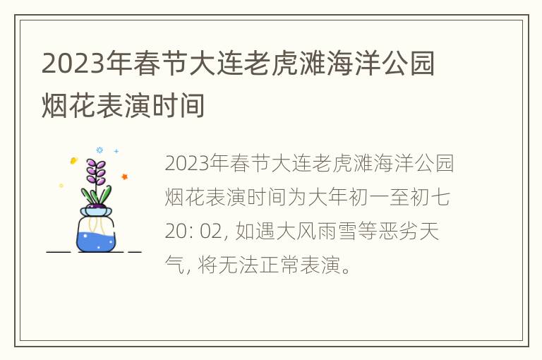 2023年春节大连老虎滩海洋公园烟花表演时间
