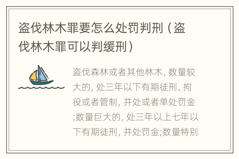 盗伐林木罪要怎么处罚判刑（盗伐林木罪可以判缓刑）