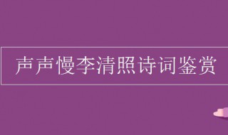 声声慢李清照赏析 声声慢表达了作者怎样的思想