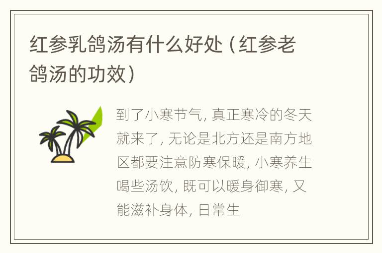 红参乳鸽汤有什么好处（红参老鸽汤的功效）