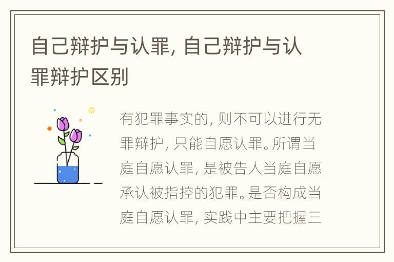 自己辩护与认罪，自己辩护与认罪辩护区别