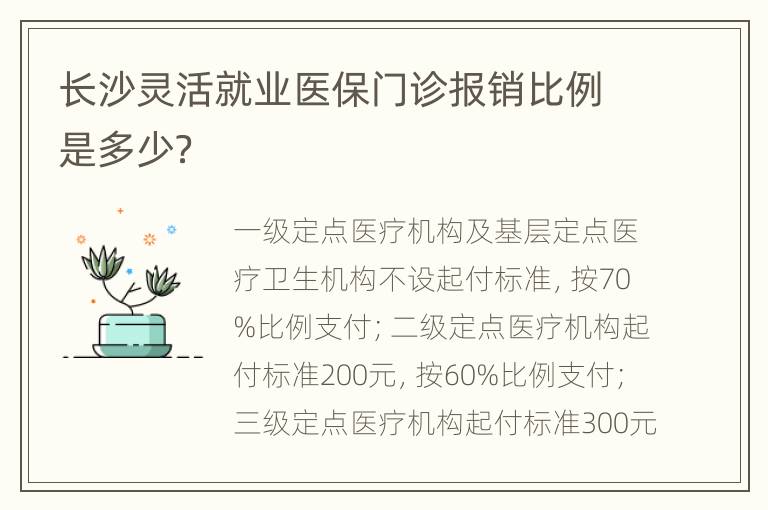 长沙灵活就业医保门诊报销比例是多少？