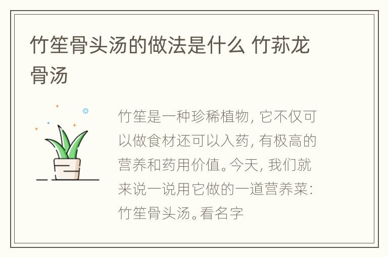 竹笙骨头汤的做法是什么 竹荪龙骨汤