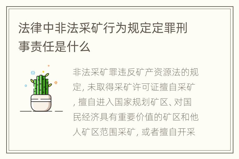 法律中非法采矿行为规定定罪刑事责任是什么