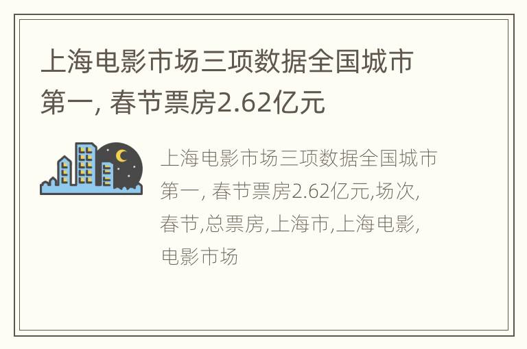 上海电影市场三项数据全国城市第一，春节票房2.62亿元