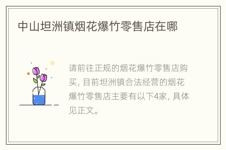 中山坦洲镇烟花爆竹零售店在哪