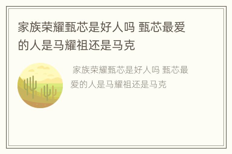 家族荣耀甄芯是好人吗 甄芯最爱的人是马耀祖还是马克