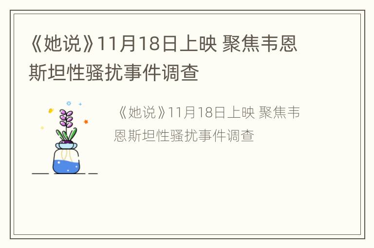《她说》11月18日上映 聚焦韦恩斯坦性骚扰事件调查