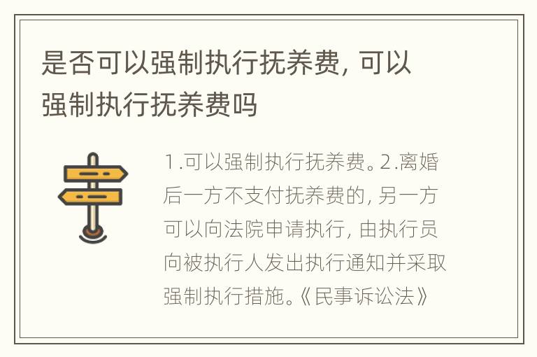 是否可以强制执行抚养费，可以强制执行抚养费吗
