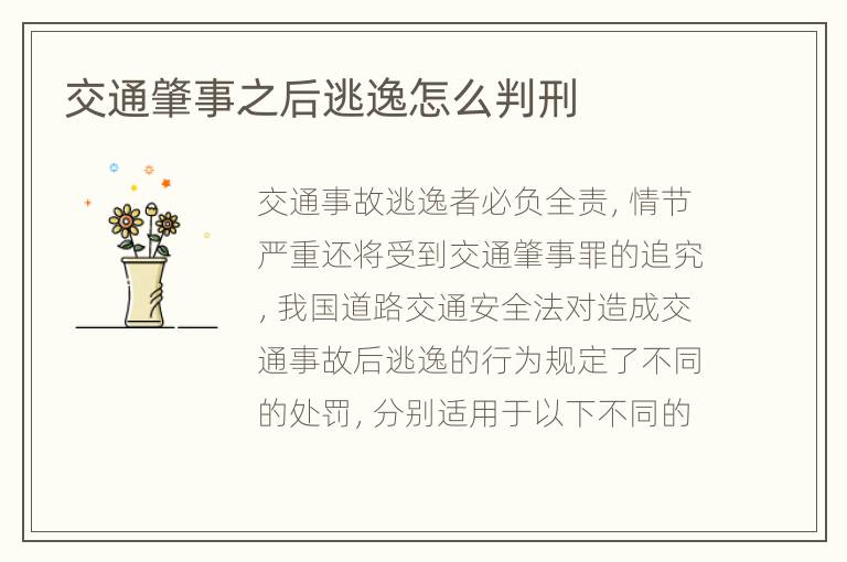 交通肇事之后逃逸怎么判刑
