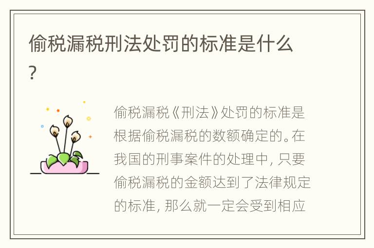 偷税漏税刑法处罚的标准是什么？