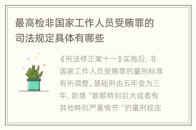 最高检非国家工作人员受贿罪的司法规定具体有哪些