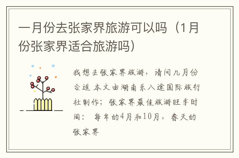 一月份去张家界旅游可以吗（1月份张家界适合旅游吗）
