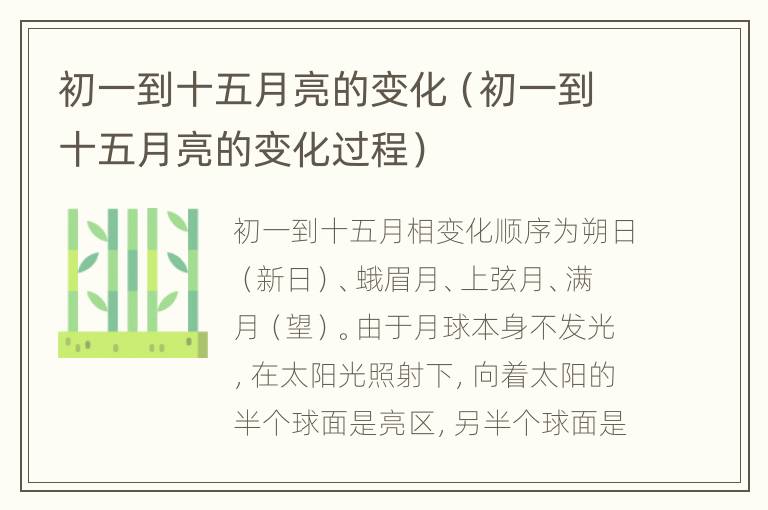 初一到十五月亮的变化（初一到十五月亮的变化过程）