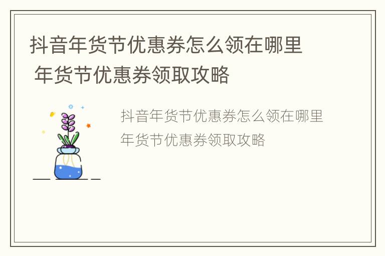 抖音年货节优惠券怎么领在哪里 年货节优惠券领取攻略