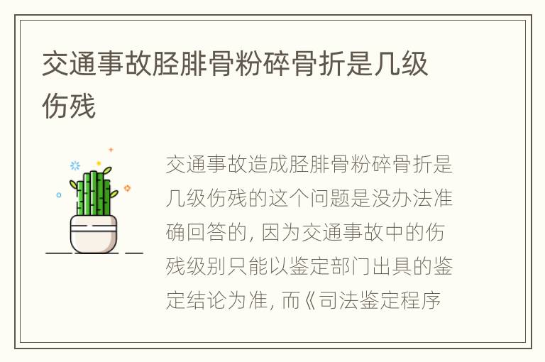 交通事故胫腓骨粉碎骨折是几级伤残