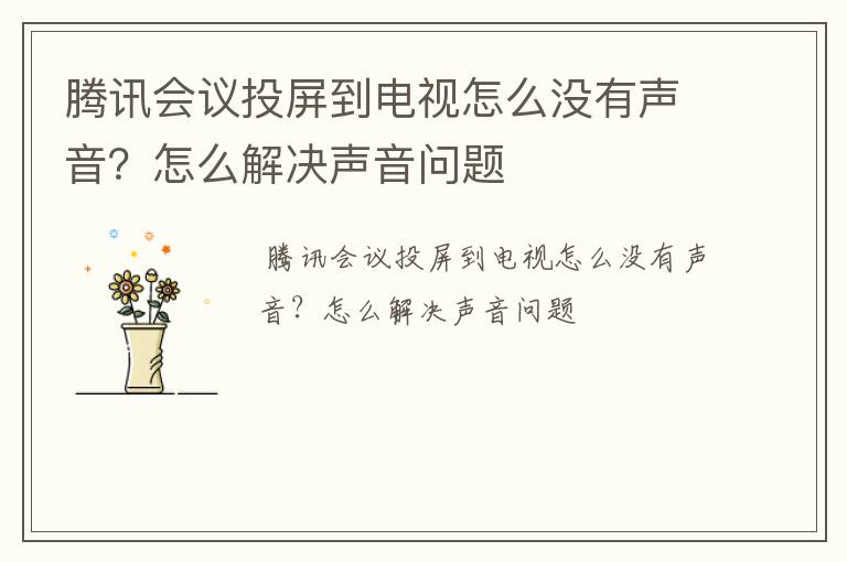 腾讯会议投屏到电视怎么没有声音？怎么解决声音问题