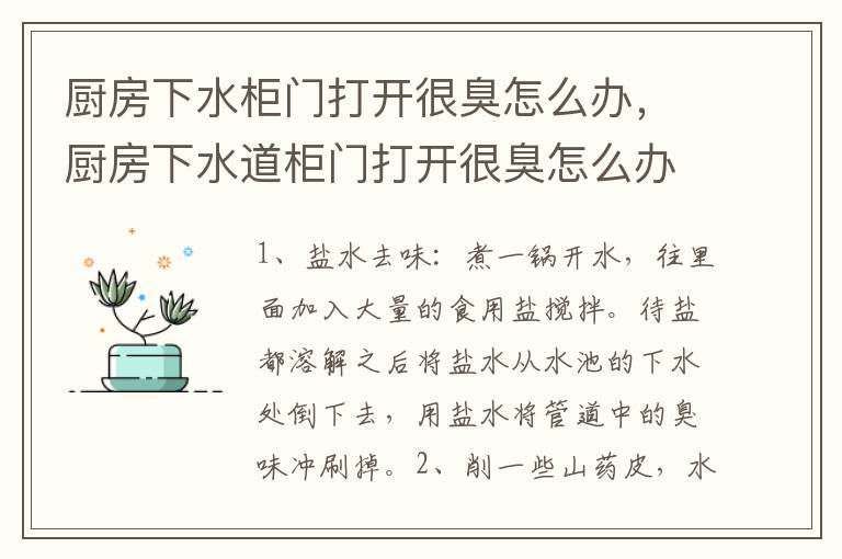 厨房下水柜门打开很臭怎么办，厨房下水道柜门打开很臭怎么办