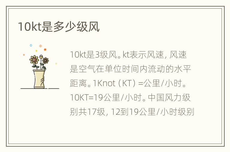 10kt是多少级风