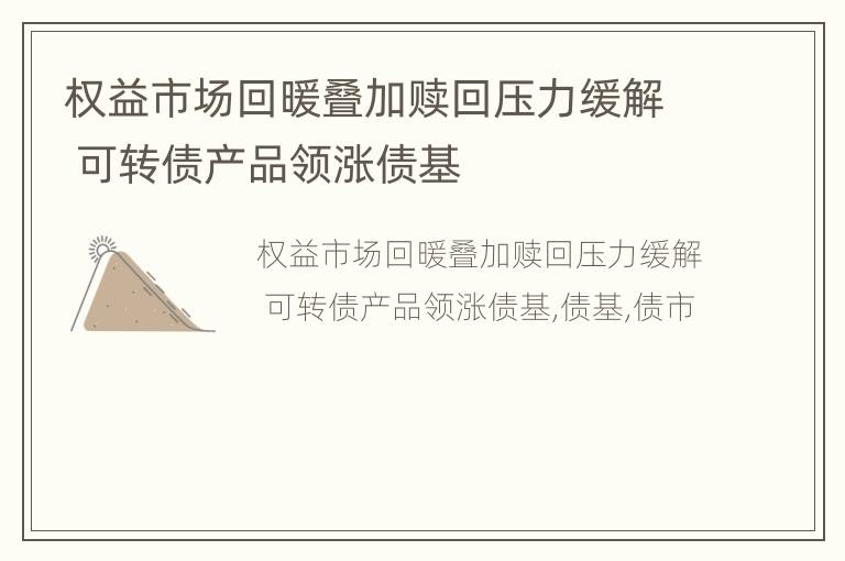 权益市场回暖叠加赎回压力缓解 可转债产品领涨债基