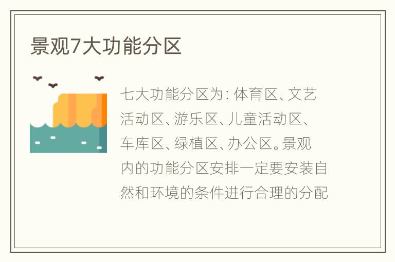 景观7大功能分区