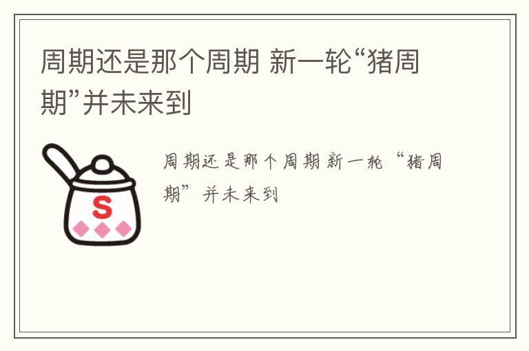 周期还是那个周期 新一轮“猪周期”并未来到