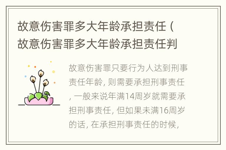 故意伤害罪多大年龄承担责任（故意伤害罪多大年龄承担责任判刑）