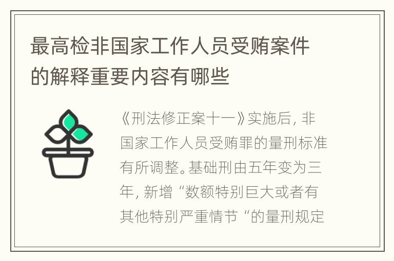 最高检非国家工作人员受贿案件的解释重要内容有哪些