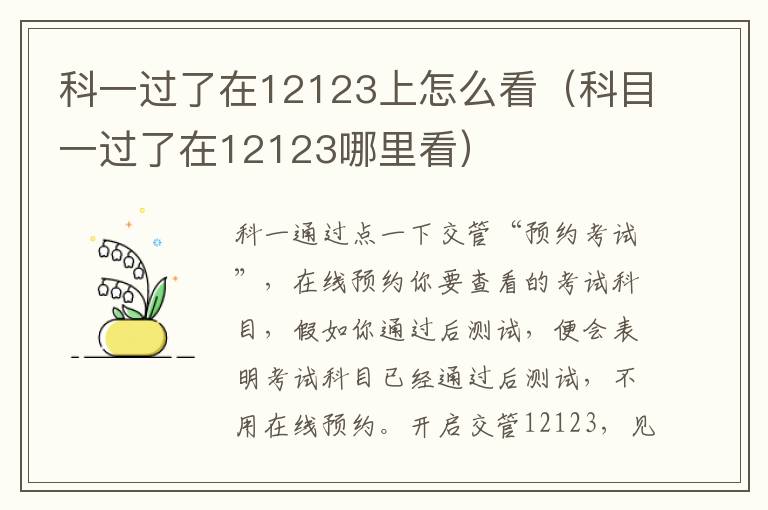 科一过了在12123上怎么看（科目一过了在12123哪里看）