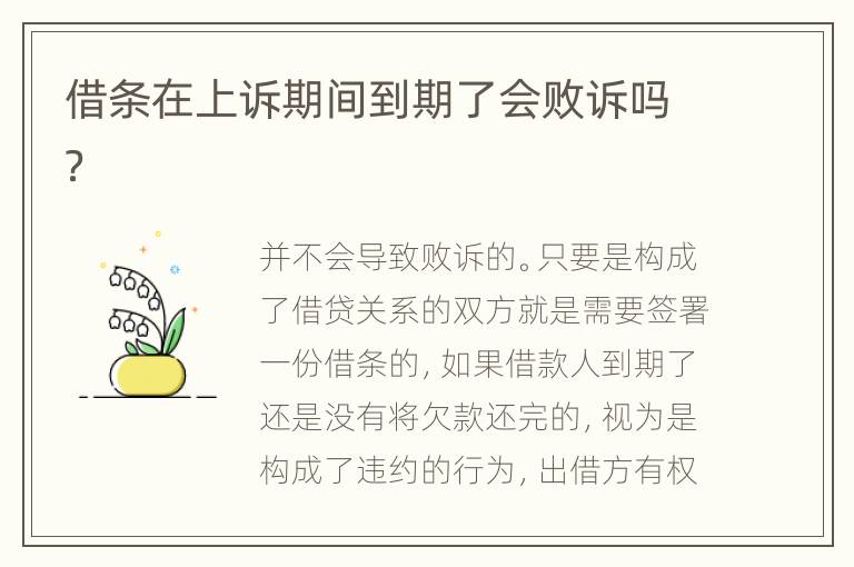 借条在上诉期间到期了会败诉吗？