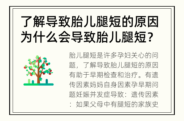 了解导致胎儿腿短的原因 为什么会导致胎儿腿短？
