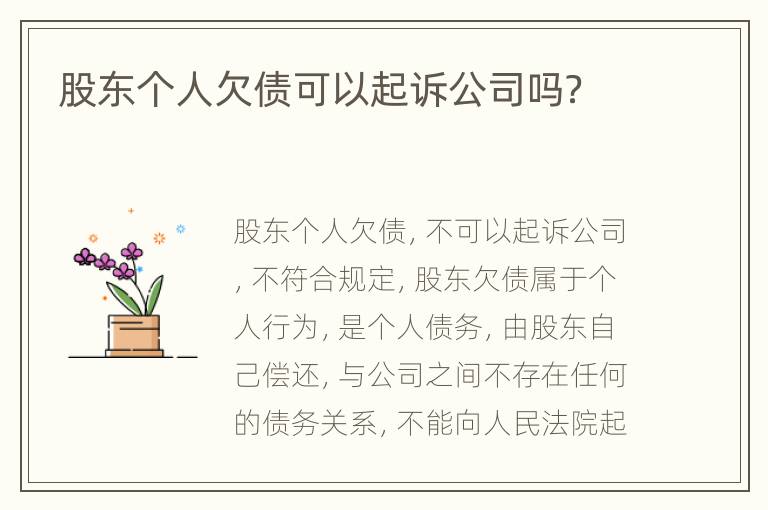 股东个人欠债可以起诉公司吗？