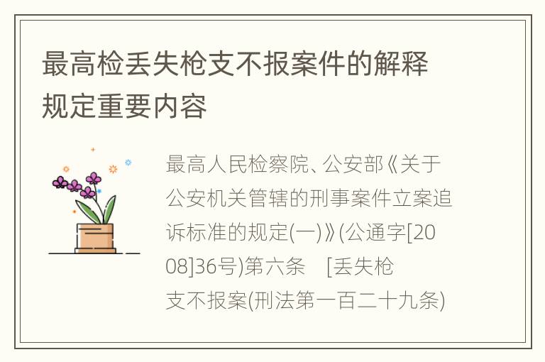 最高检丢失枪支不报案件的解释规定重要内容