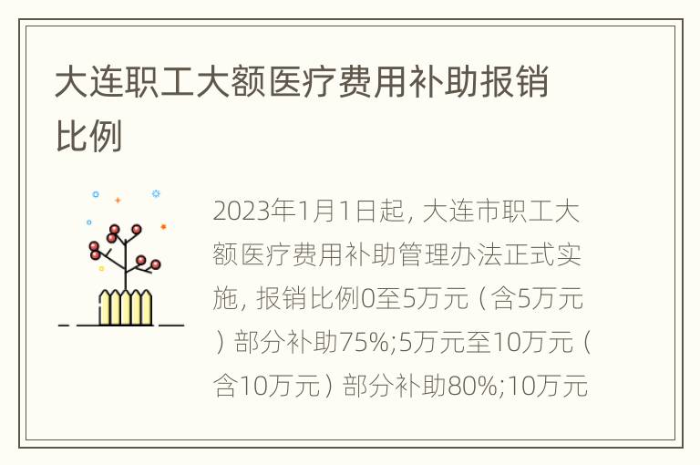 大连职工大额医疗费用补助报销比例