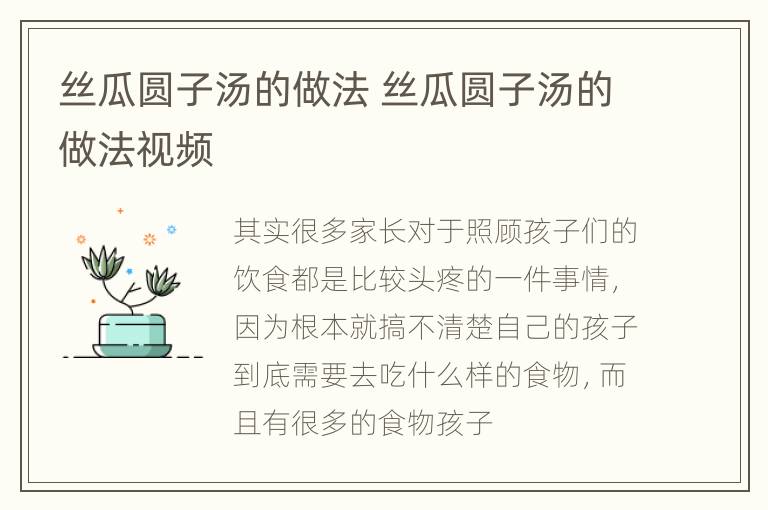 丝瓜圆子汤的做法 丝瓜圆子汤的做法视频