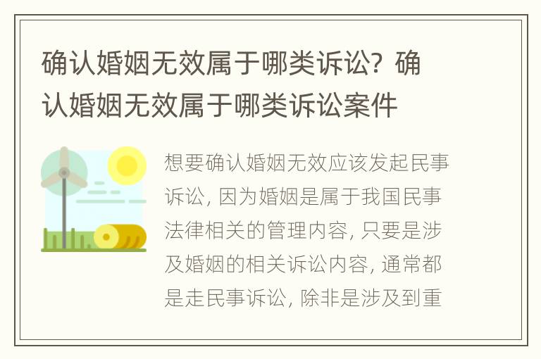 确认婚姻无效属于哪类诉讼？ 确认婚姻无效属于哪类诉讼案件