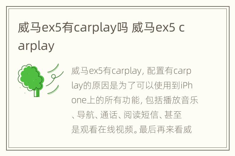 威马ex5有carplay吗 威马ex5 carplay