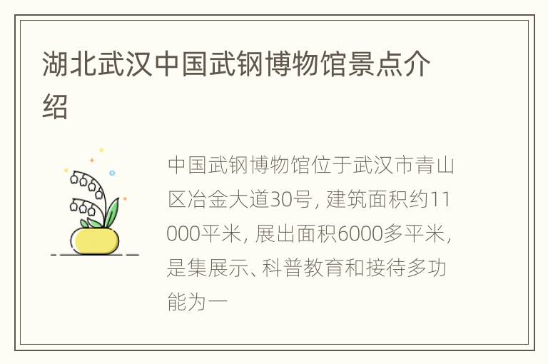 湖北武汉中国武钢博物馆景点介绍