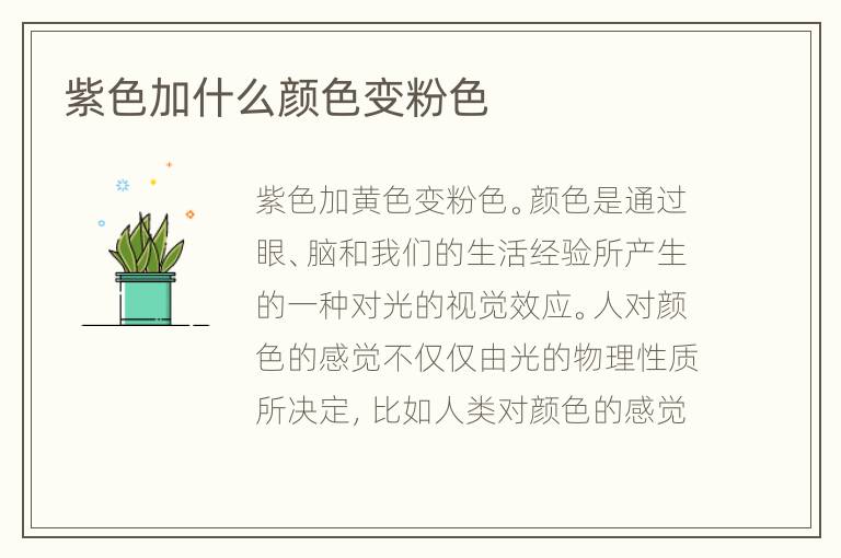 紫色加什么颜色变粉色