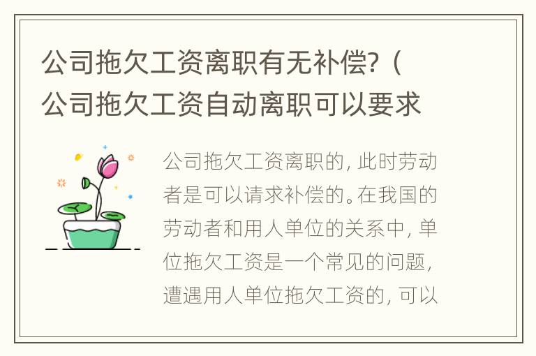 公司拖欠工资离职有无补偿？（公司拖欠工资自动离职可以要求补偿吗）