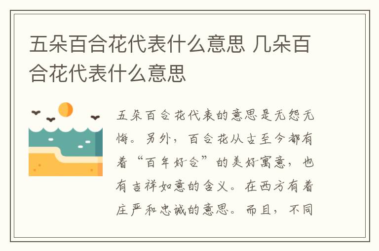 五朵百合花代表什么意思 几朵百合花代表什么意思
