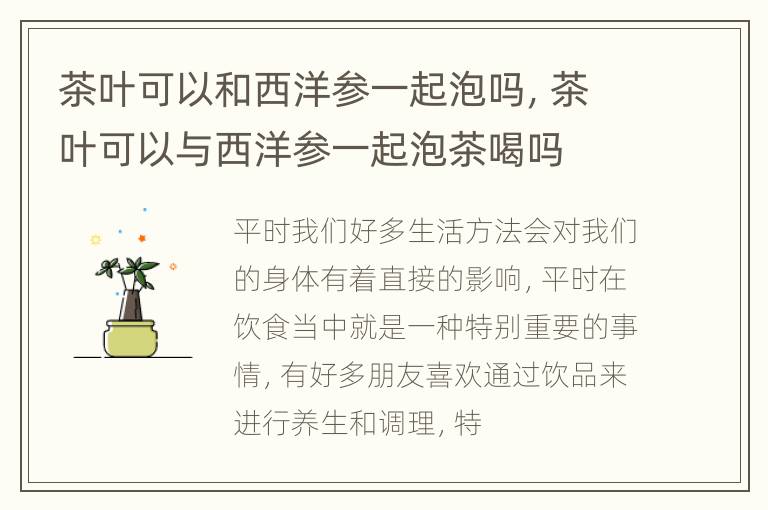 茶叶可以和西洋参一起泡吗，茶叶可以与西洋参一起泡茶喝吗