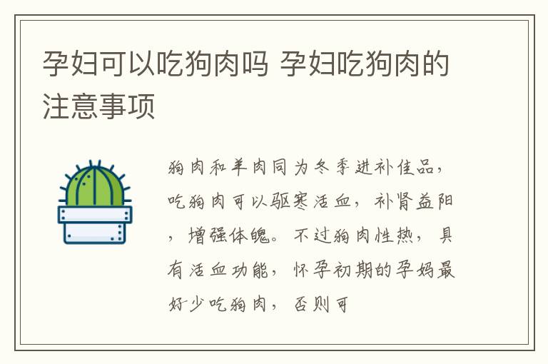 孕妇可以吃狗肉吗 孕妇吃狗肉的注意事项
