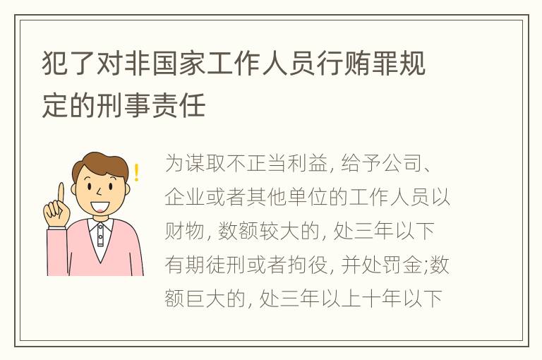 犯了对非国家工作人员行贿罪规定的刑事责任